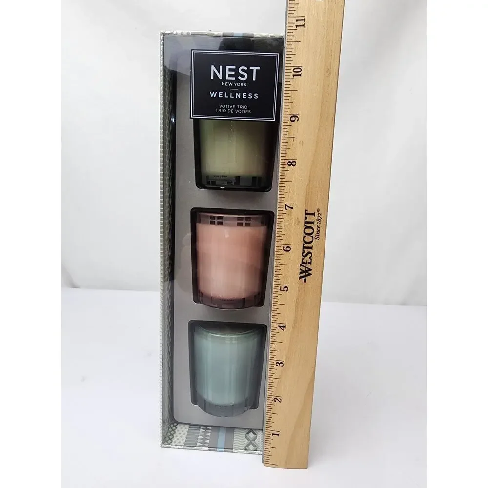 NEST 3 Scented Candle Wellness Votive Mint Eucalyptus Himalayan Salt Rosewater